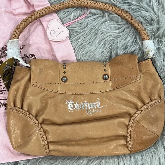 New Vintage Juicy Couture Beige Leather Satchel Bag NWT - Picture 5 of 13